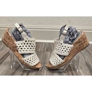 SO Adriene Kids Wedge Sandals Size 3 Crochet Cork Platform Summer Shoes